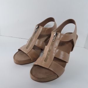Aerosoles tan wedge sandals zip US10m EU8 unworn